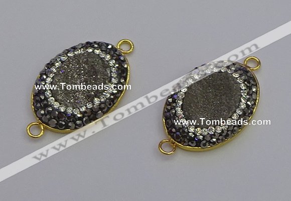 NGC5480 18*25mm oval plated druzy agate gemstone connectors