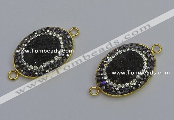 NGC5481 18*25mm oval plated druzy agate gemstone connectors