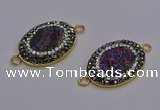 NGC5483 18*25mm oval plated druzy agate gemstone connectors