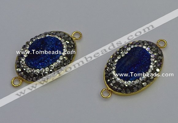 NGC5485 18*25mm oval plated druzy agate gemstone connectors