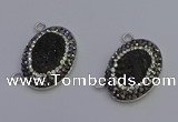 NGC5491 18*25mm oval plated druzy agate gemstone connectors