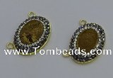 NGC5506 18*25mm oval plated druzy agate gemstone connectors