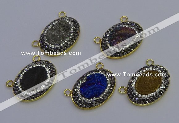 NGC5508 18*25mm oval plated druzy agate gemstone connectors