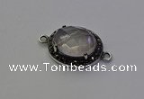 NGC5525 16*20mm oval rose quartz connectors wholesale