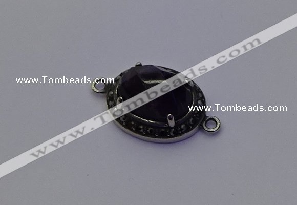 NGC5528 16*20mm oval amethyst gemstone connectors wholesale