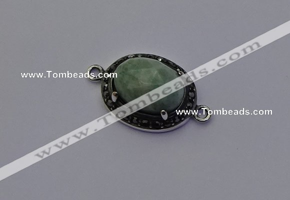 NGC5537 16*20mm oval amazonite gemstone connectors wholesale