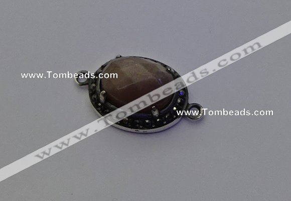 NGC5540 16*20mm oval moonstone gemstone connectors wholesale