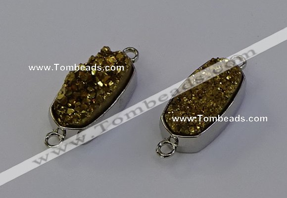 NGC5550 10*22mm - 12*25mm freeform plated druzy quartz connectors