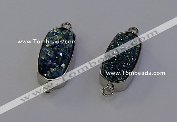 NGC5551 10*22mm - 12*25mm freeform plated druzy quartz connectors