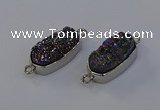 NGC5552 10*22mm - 12*25mm freeform plated druzy quartz connectors