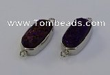 NGC5554 10*22mm - 12*25mm freeform plated druzy quartz connectors