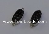 NGC5555 10*22mm - 12*25mm freeform plated druzy quartz connectors