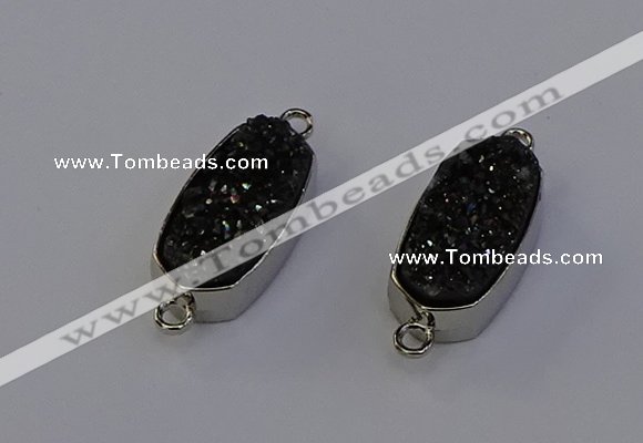 NGC5555 10*22mm - 12*25mm freeform plated druzy quartz connectors