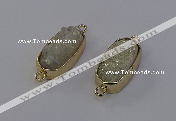 NGC5559 10*22mm - 12*25mm freeform plated druzy quartz connectors