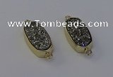 NGC5560 10*22mm - 12*25mm freeform plated druzy quartz connectors