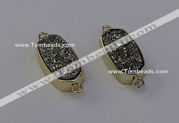 NGC5560 10*22mm - 12*25mm freeform plated druzy quartz connectors