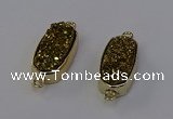 NGC5561 10*22mm - 12*25mm freeform plated druzy quartz connectors