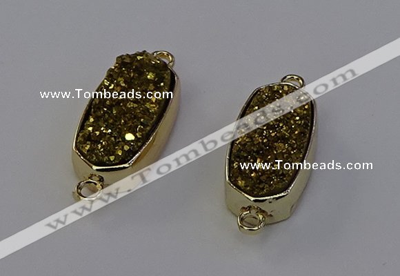 NGC5561 10*22mm - 12*25mm freeform plated druzy quartz connectors