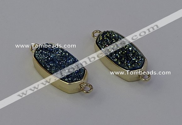 NGC5562 10*22mm - 12*25mm freeform plated druzy quartz connectors