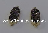 NGC5563 10*22mm - 12*25mm freeform plated druzy quartz connectors