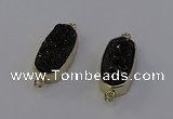 NGC5566 10*22mm - 12*25mm freeform plated druzy quartz connectors