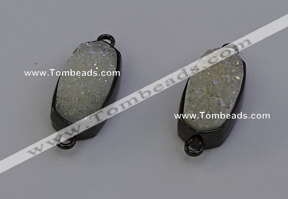 NGC5570 10*22mm - 12*25mm freeform plated druzy quartz connectors