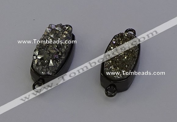 NGC5571 10*22mm - 12*25mm freeform plated druzy quartz connectors