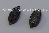 NGC5574 10*22mm - 12*25mm freeform plated druzy quartz connectors