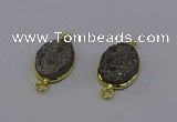 NGC5582 12*16mm oval plated druzy agate connectors wholesale