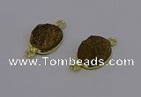 NGC5583 12*16mm oval plated druzy agate connectors wholesale