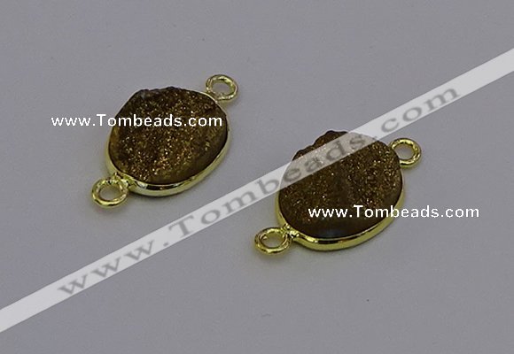 NGC5583 12*16mm oval plated druzy agate connectors wholesale