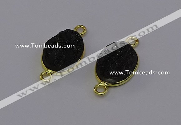 NGC5589 12*16mm oval plated druzy agate connectors wholesale