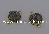 NGC5594 15mm - 16mm coin plated druzy agate connectors wholesale