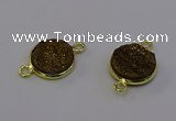 NGC5595 15mm - 16mm coin plated druzy agate connectors wholesale