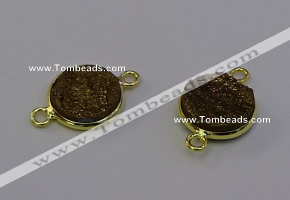 NGC5595 15mm - 16mm coin plated druzy agate connectors wholesale