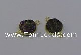 NGC5598 15mm - 16mm coin plated druzy agate connectors wholesale