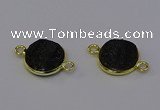 NGC5601 15mm - 16mm coin plated druzy agate connectors wholesale