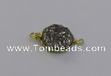 NGC5605 15mm - 16mm coin plated druzy quartz connectors wholesale