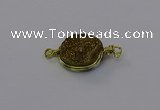 NGC5606 15mm - 16mm coin plated druzy quartz connectors wholesale