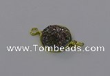 NGC5608 15mm - 16mm coin plated druzy quartz connectors wholesale