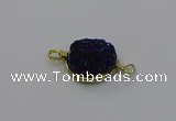 NGC5609 15mm - 16mm coin plated druzy quartz connectors wholesale