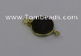 NGC5611 15mm - 16mm coin plated druzy quartz connectors wholesale