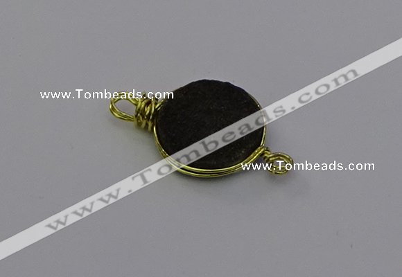 NGC5611 15mm - 16mm coin plated druzy quartz connectors wholesale