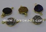 NGC5613 15mm - 16mm coin plated druzy quartz connectors wholesale