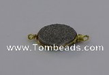 NGC5616 15*20mm oval plated druzy quartz connectors wholesale