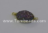 NGC5619 15*20mm oval plated druzy quartz connectors wholesale