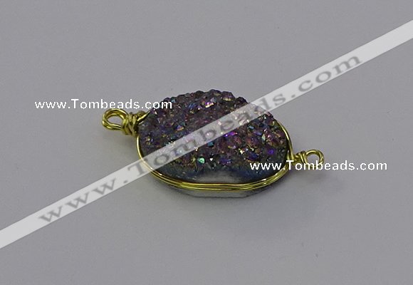 NGC5619 15*20mm oval plated druzy quartz connectors wholesale