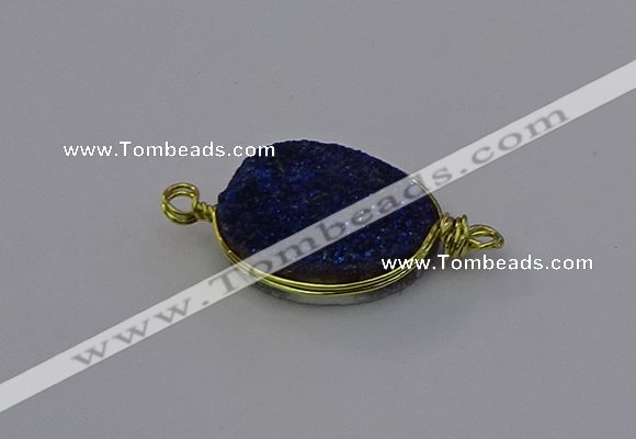 NGC5620 15*20mm oval plated druzy quartz connectors wholesale