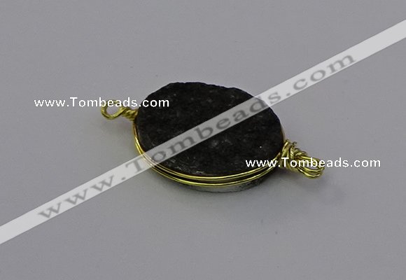 NGC5622 15*20mm oval plated druzy quartz connectors wholesale