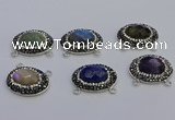 NGC5661 18*25mm faceted oval mixed gemstone connectors